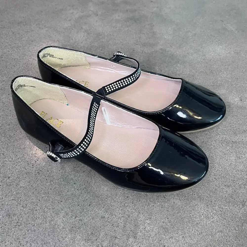 Childrens Place jeweled formal flats Cupcake couture charise black shoes bundle